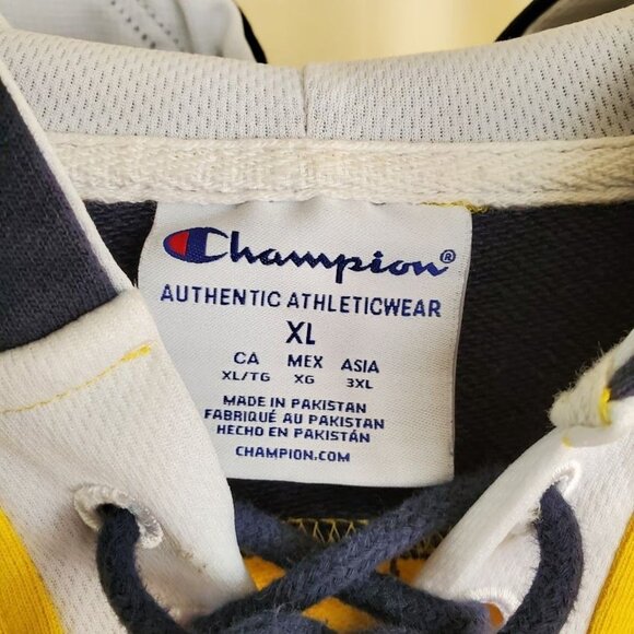 Champion Michigan Wolverines XL Maize and Blue Hooded Lace-Up Sweatshirt - Picture 3 of 8